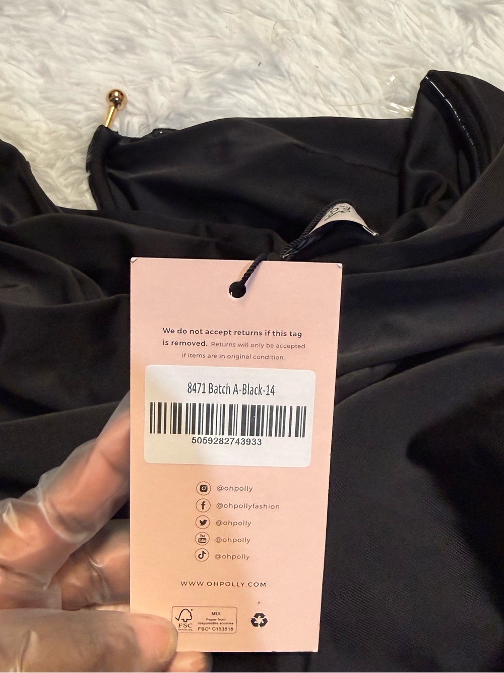 Oh Polly Socorra Ruched Hardware Detail Strapless Mini Dress in Black - Picture 7 of 16
